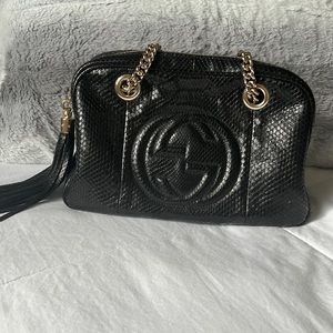 Gucci Python Embossed Soho Leather Chain Shoulder Bag Rare.